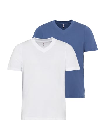 Kangaroos V-Shirt in blau / weiß