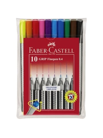 Faber-Castell Fineliner Finepen Grip 0,4 mm farbig sortiert 10 Stück im Etui