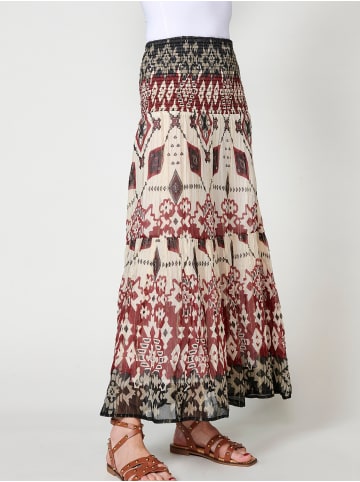 KOROSHI Langer damenrock aus bedrucktem chiffon in bunt