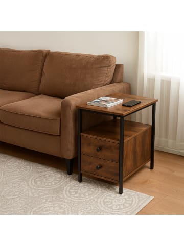 relaxdays Beistelltisch in Braun/ Schwarz - (B)36 x (H)61 x (T)60 cm