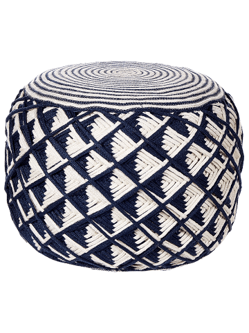 Beliani Pouf KAWAN in Blau/Beige - (W) 50 x (H) 35 x (L) 50 cm