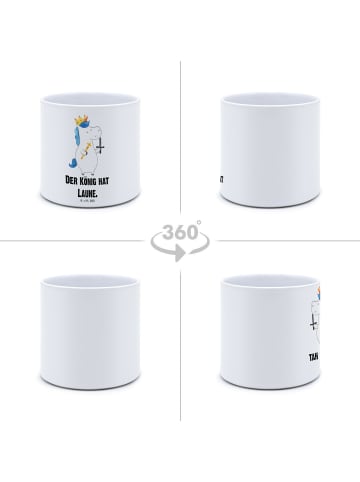 Mr. & Mrs. Panda Blumenkübel Einhorn König mit Schwert mit Spruch in Weiß