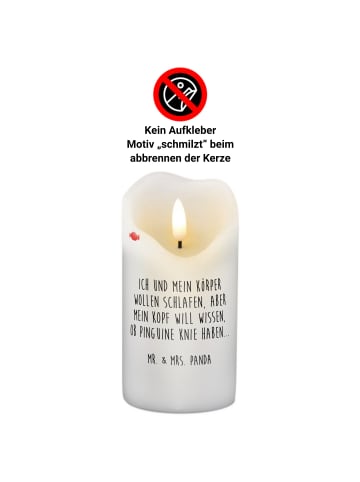 Mr. & Mrs. Panda Kerze Pinguin Mond mit Spruch in Weiß