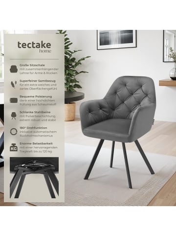 tectake Samt-Armlehnstuhl gepolstert, mit Steppmuster, 58 x 58 x 87 cm