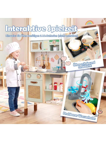 COSTWAY Kinderküche doppelseitig mit Tafel ab 3 Jahren in Grün