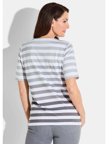 GOLDNER Kurzgröße:  Shirt Shirt in weiß / grau / geringelt