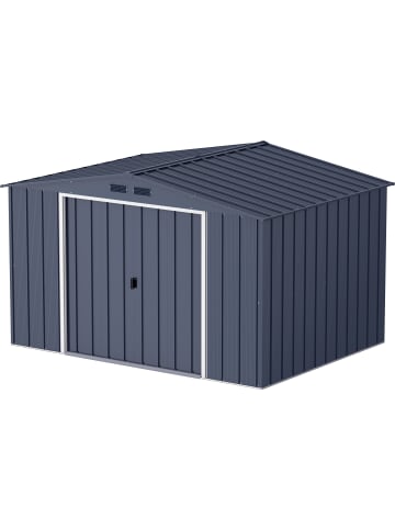 VCM  Metall Gerätehaus 322x234 cm Gartenhaus Schiebetür in Anthrazit
