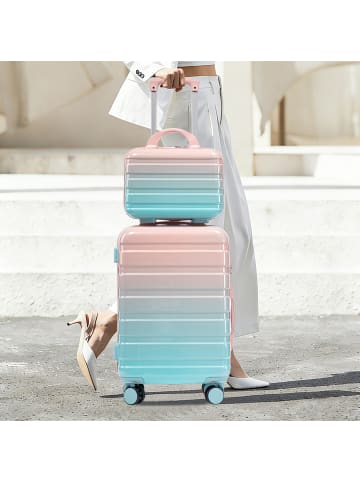 ABRIHOME Kofferset in Rosa 2-teilig mit Zahlenschloss und Kosmetiktasche