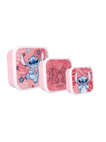 COFI 1453 Lilo & Stitch Lunchset 3-in-1 Snackbox Lunchpaket Butterbrotbox in Pink