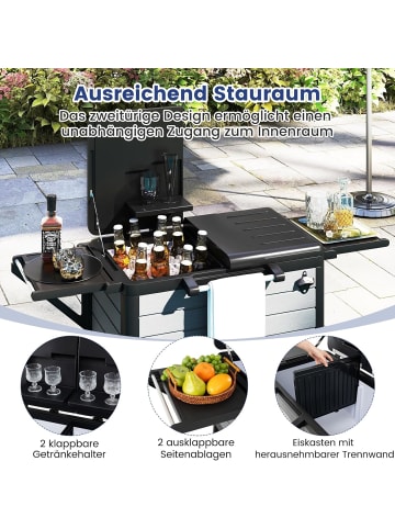 COSTWAY Kühlwagen Getränkewagen mit 2 Seitenablagen in Schwarz