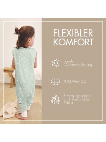Räuberella Schlafsack mit Füßen Wunderbare Tupfenwelt 2.5 TOG 70 cm in Mint