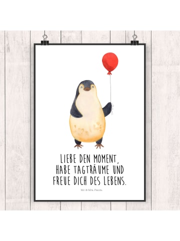 Mr. & Mrs. Panda Bild Pinguin Luftballon mit Spruch in Weiß