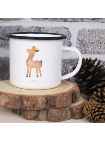 Mr. & Mrs. Panda XL Emaille Tasse Lama König ohne Spruch in Weiß