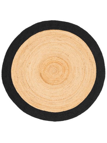 Pergamon Jute Teppich Salsa Bordüre Rund in beige