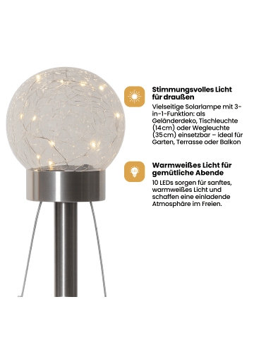 STAR Trading Solardekoration Glory 3-in-1 Transparent/Silber – LED Solarleuchte