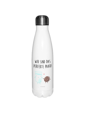 Mr. & Mrs. Panda Thermoflasche Milch Keks mit Spruch in Weiß