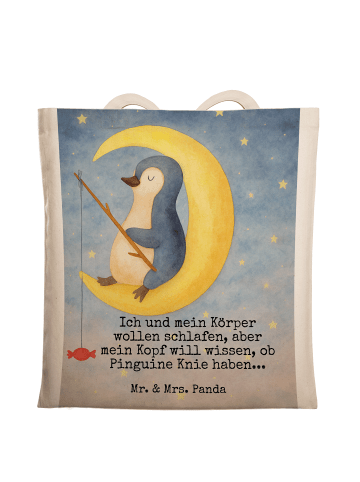 Mr. & Mrs. Panda Tasche Pinguin Mond Design mit Spruch in Weiß