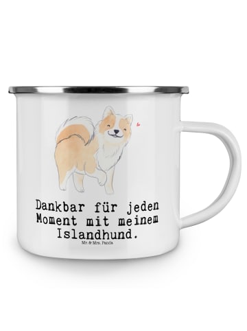 Mr. & Mrs. Panda becher emaille Islandhund Moment mit Spruch in Weiß