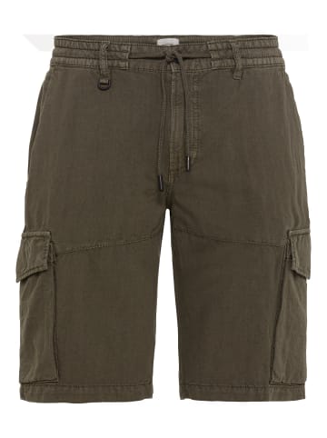 Camel Active Leichte Cargoshorts im Baumwoll-Leinen-Mix in Olive-Braun