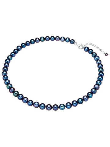Valero Pearls Perlen-Kette Sterling Silber Süßwasser-Zuchtperle in blau