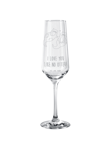 Mr. & Mrs. Panda Sektglas Otter Hände halten mit Spruch in Transparent