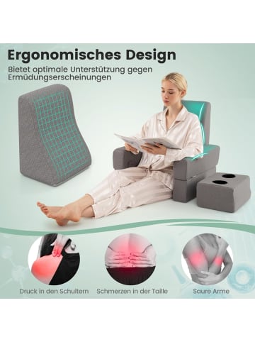COSTWAY Lesekissen für Bett und Sofa in Grau
