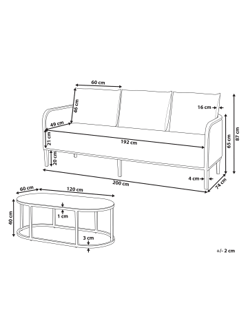 Beliani 2-tlg Gartensofa MONTEFALCO in Weiß/Schwarz