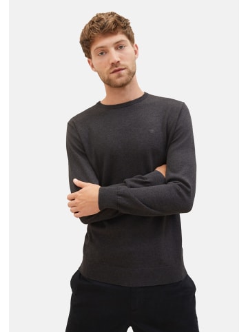 Tom Tailor Pullover 'Basic' in schwarz meliert