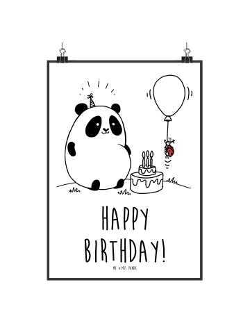 Mr. & Mrs. Panda Poster Panda Geburtstag mit Spruch in Weiß