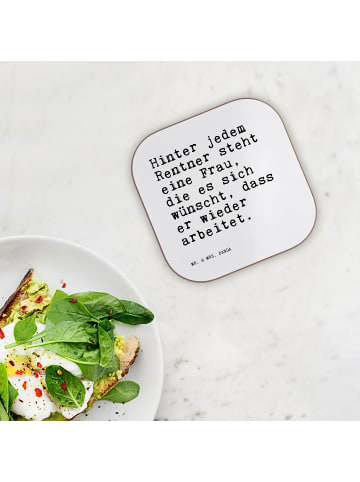 Mr. & Mrs. Panda Getränkeuntersetzer Hinter jedem Rentner steht.... in Weiß