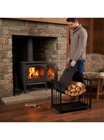 relaxdays Kaminholzständer in Schwarz
