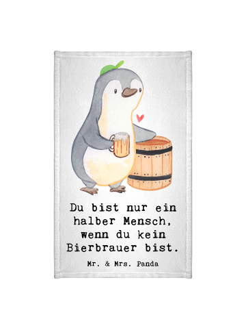 Mr. & Mrs. Panda Handtuch Baumwolle Bierbrauer Herz mit Spruch in Weiß