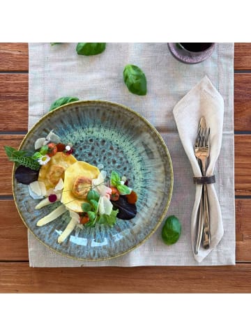 gipfelstück Desserteller-Set, Steinzeug Flussufer in blau, grün, braun