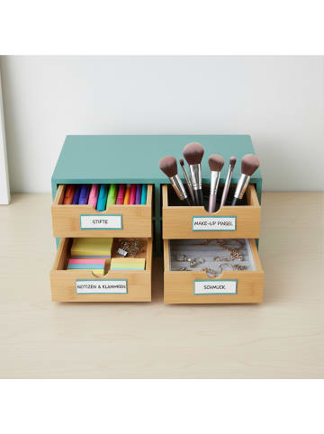 relaxdays Schreibtisch Organizer in Mint/ Natur - (B)33 x (H)14 x (T)21 cm