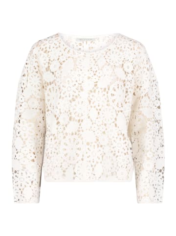 BETTY & CO Lochstrick-Pullover mit U-Boot-Ausschnitt in Rohweiß