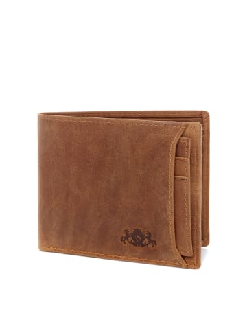 SID & VAIN Leder-Geldbörse echt Leder Geldbeutel groß hell-cognac in braun