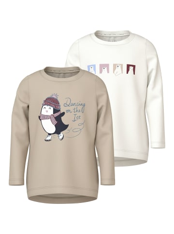 name it Langarmshirt 2er Pack NMFVIX 2P LS TOP in cloud dancer/cement