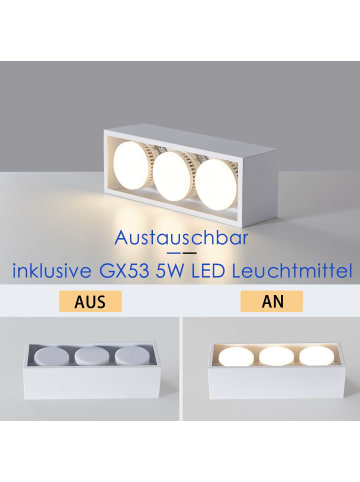ZMH Deckenleuchte in Weiß 3-flammige GX53 5W Eckig Aufbauspot Warmweiß Schwenkbar