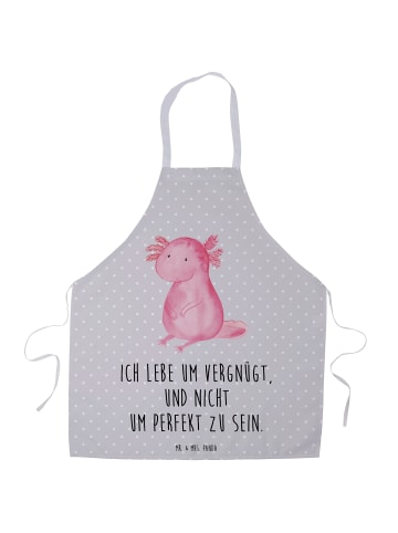 Mr. & Mrs. Panda Schürze Axolotl Niedlich mit Spruch in Grau Pastell