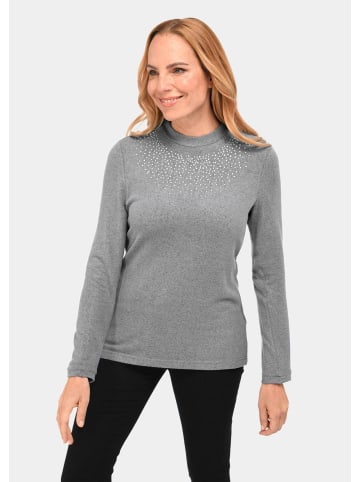 GOLDNER Kurzgröße:  Strickshirt in grau / melange