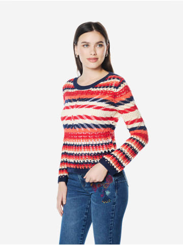 KOROSHI Openwork-strickpullover mit streifen fÃ¼r damen in bunt