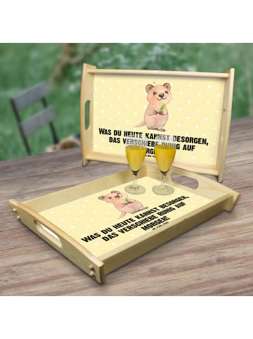 Mr. & Mrs. Panda Servier Tablett Quokka Happy mit Spruch in Gelb Pastell
