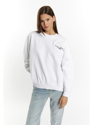 myMo Damen Sweatshirt Mit Applikation in Weiss