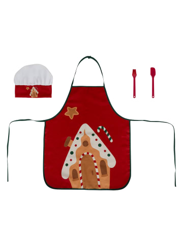 5five Simply Smart Weihnachtskinderschürze mit Mütze und Zubehör in Rot, (H) 60 x (L) 50 cm