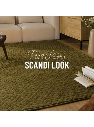 Wecon Home Wollteppich Castello TWO in dunkeloliv grün