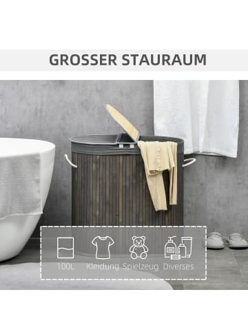 HOMCOM Wäschekorb-62,5L x 37B x 60,5H cm-Grau