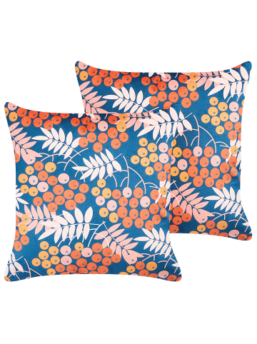 Beliani 2er-Set Dekokissen SUMAC in Bunt/Blau
