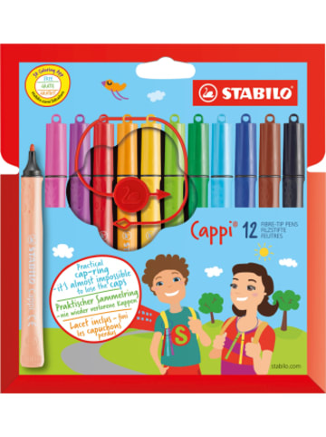 STABILO Papeterie/PBS - Filzstift mit Kappenring - STABILO Cappi - 12er Pack - mit 12 v