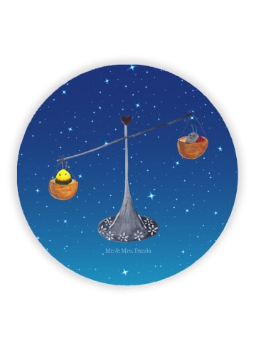 Mr. & Mrs. Panda Rund Magnet Sternzeichen Waage ohne Spruch in Sternenhimmel Blau