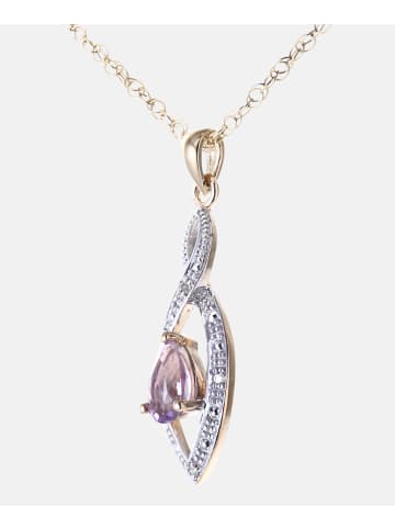Diamant L'éternel Halskette mit Anhänger aus 375 Gelbgold mit Diamant mit Amethyst
